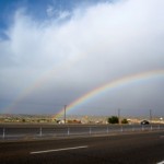 Double rainbow seen on the way to Santa Fe