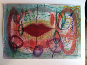 Deep Kiss from the Universe, 7x10 gouache on paper